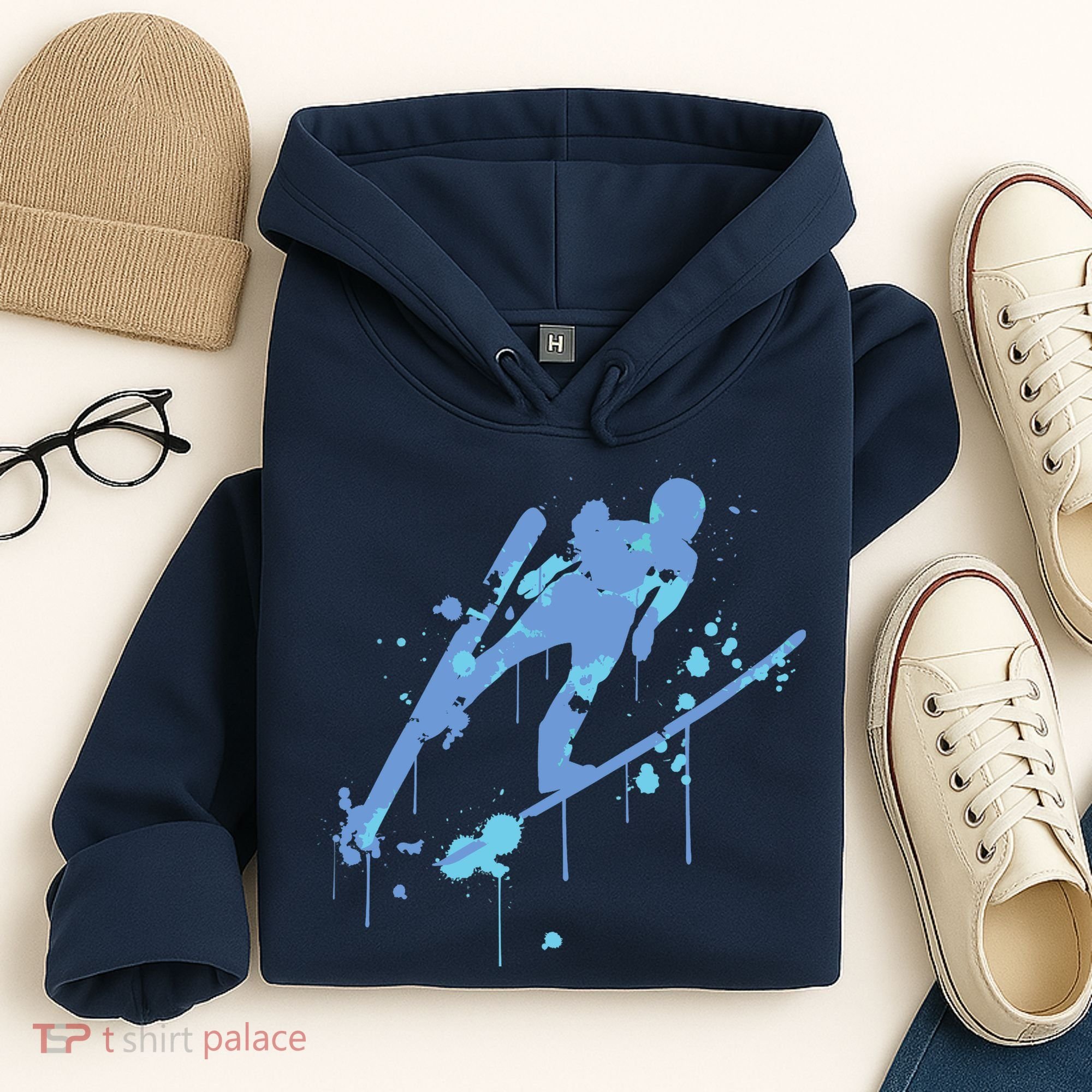 Splash Ski Flying Winter Sports Ski Jumping Hoodie