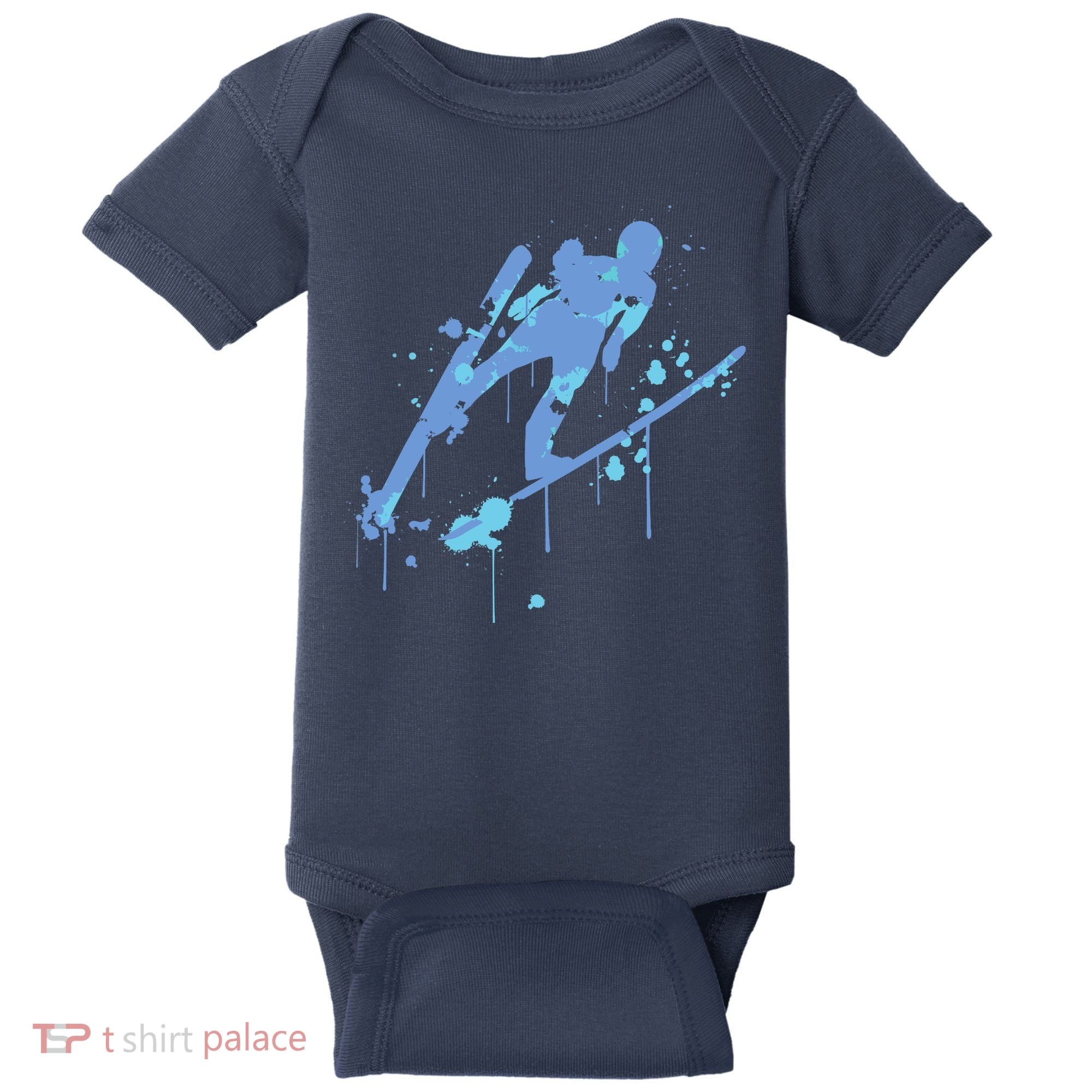 Splash Ski Flying Winter Sports Ski Jumping Baby Bodysuit