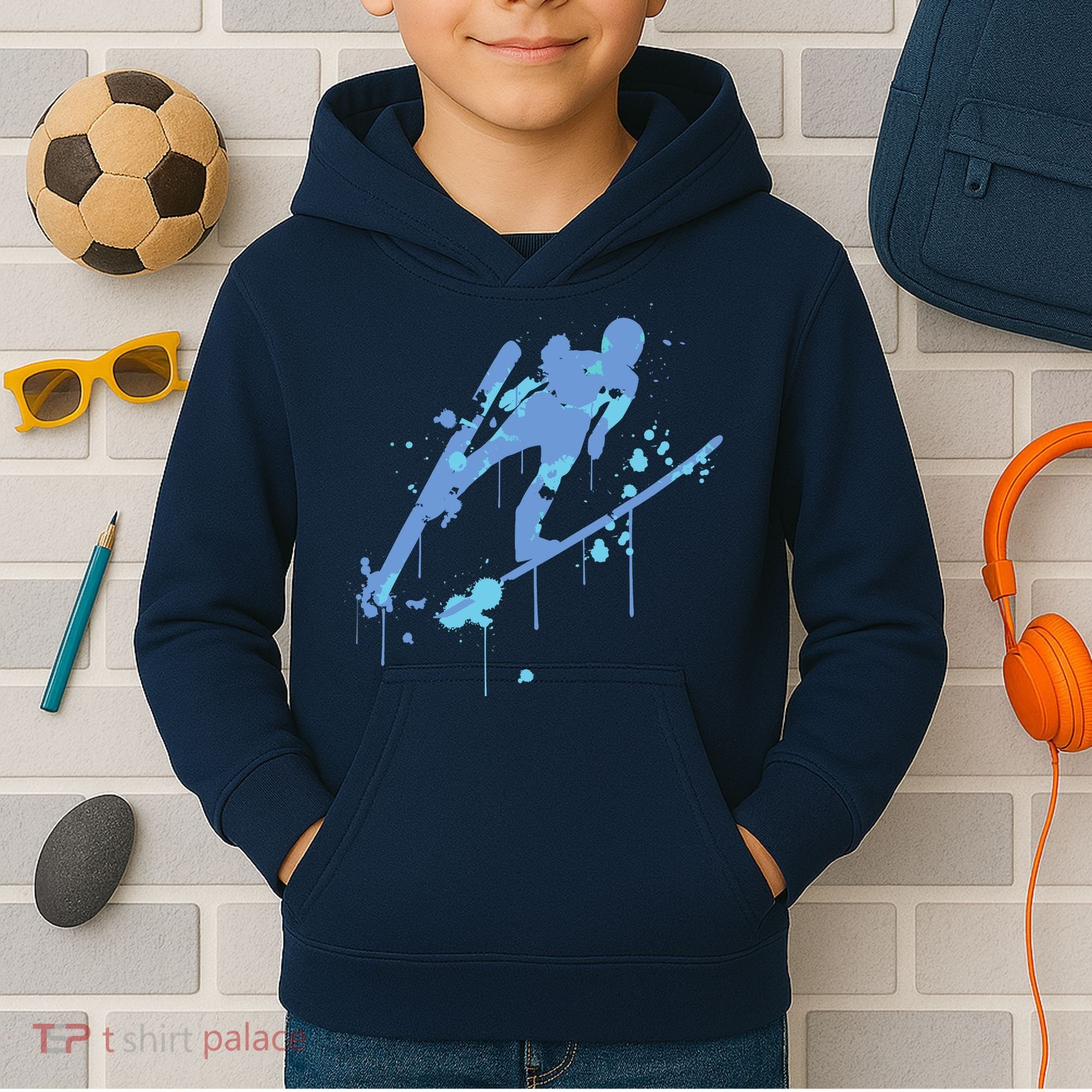 Splash Ski Flying Winter Sports Ski Jumping Kids Hoodie