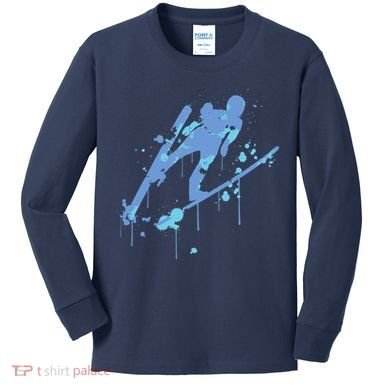 Splash Ski Flying Winter Sports Ski Jumping Kids Long Sleeve Shirt