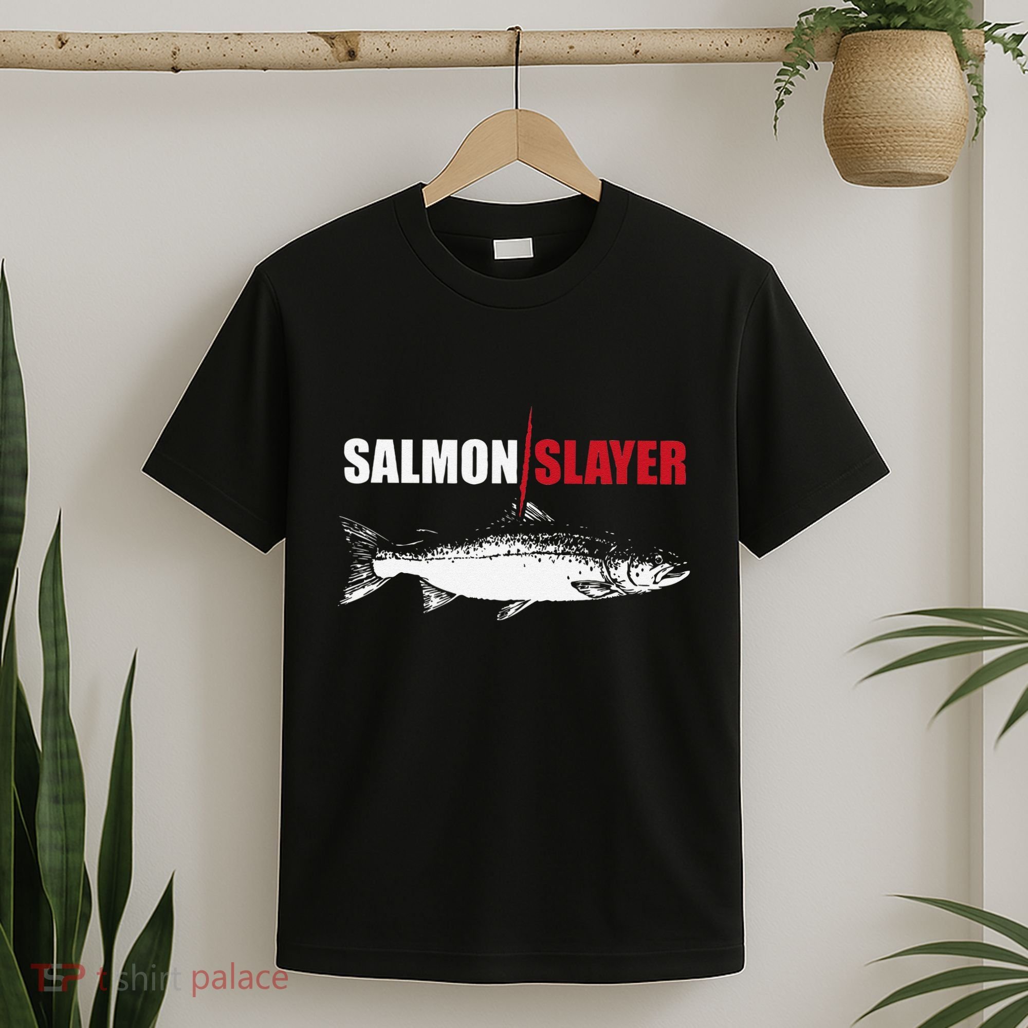 Salmon Slayer Funny Salmon Fishing Gift Fisherman T-Shirt