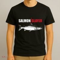Salmon Slayer Funny Salmon Fishing Gift Fisherman T-Shirt thumb 3
