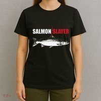 Salmon Slayer Funny Salmon Fishing Gift Fisherman T-Shirt thumb 4