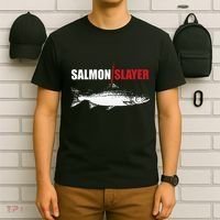 Salmon Slayer Funny Salmon Fishing Gift Fisherman T-Shirt thumb 6