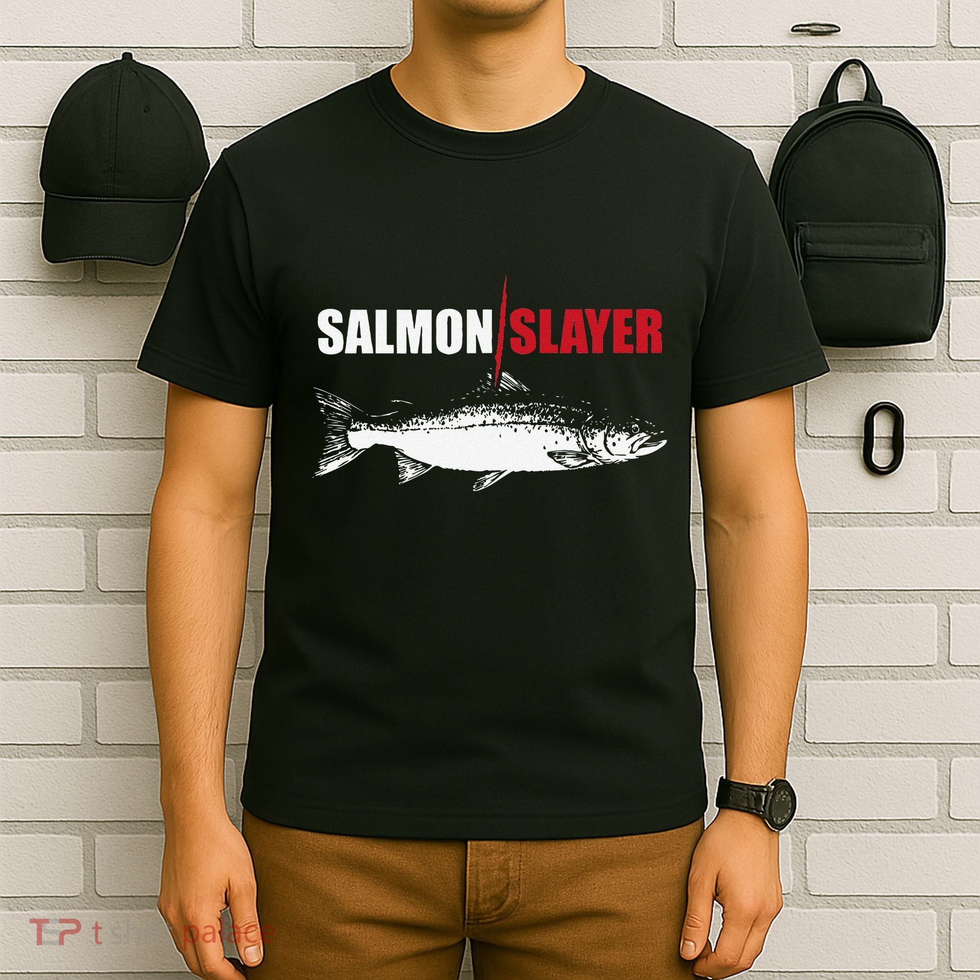 Salmon Slayer Funny Salmon Fishing Gift Fisherman T-Shirt