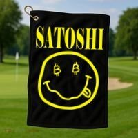 Satoshi Smile Face Golf Towel thumb 1