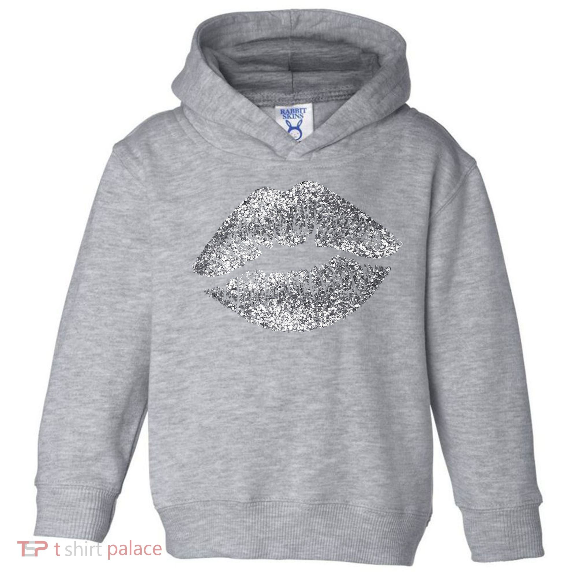 Sexy Silver Glitter Lips Kiss Me Love Makeup Lipstick Shirt Toddler Hoodie