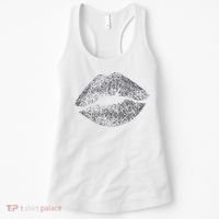 Sexy Silver Glitter Lips Kiss Me Love Makeup Lipstick Shirt Women's Tank Top thumb 0