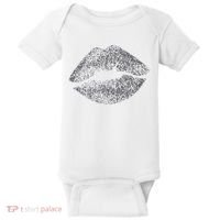 Sexy Silver Glitter Lips Kiss Me Love Makeup Lipstick Shirt Baby Bodysuit thumb 0