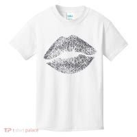 Sexy Silver Glitter Lips Kiss Me Love Makeup Lipstick Shirt Kids T-Shirt thumb 0