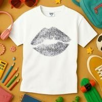 Sexy Silver Glitter Lips Kiss Me Love Makeup Lipstick Shirt Kids T-Shirt thumb 3