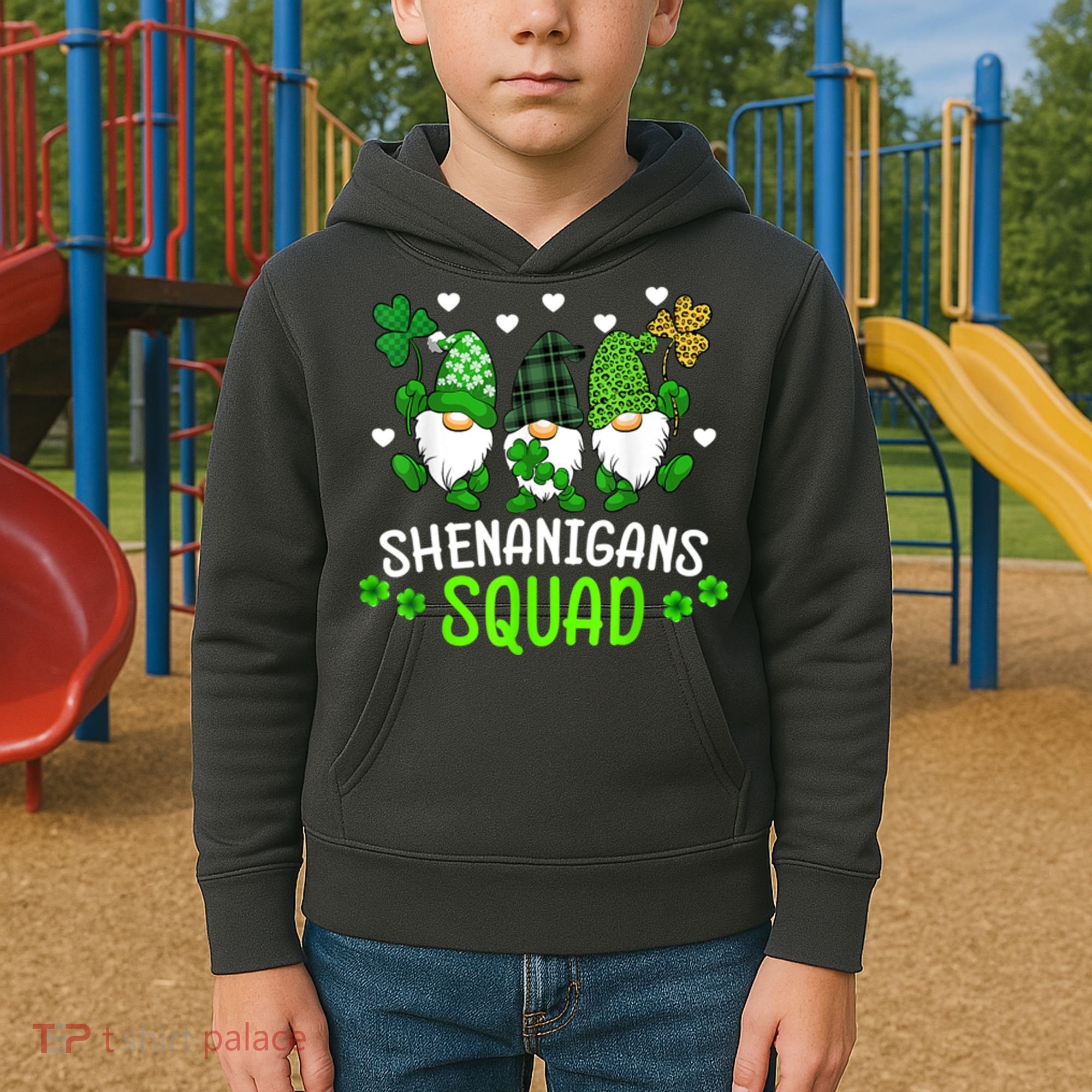 Shenanigans Squad Gnome St Patrick's Kids Hoodie