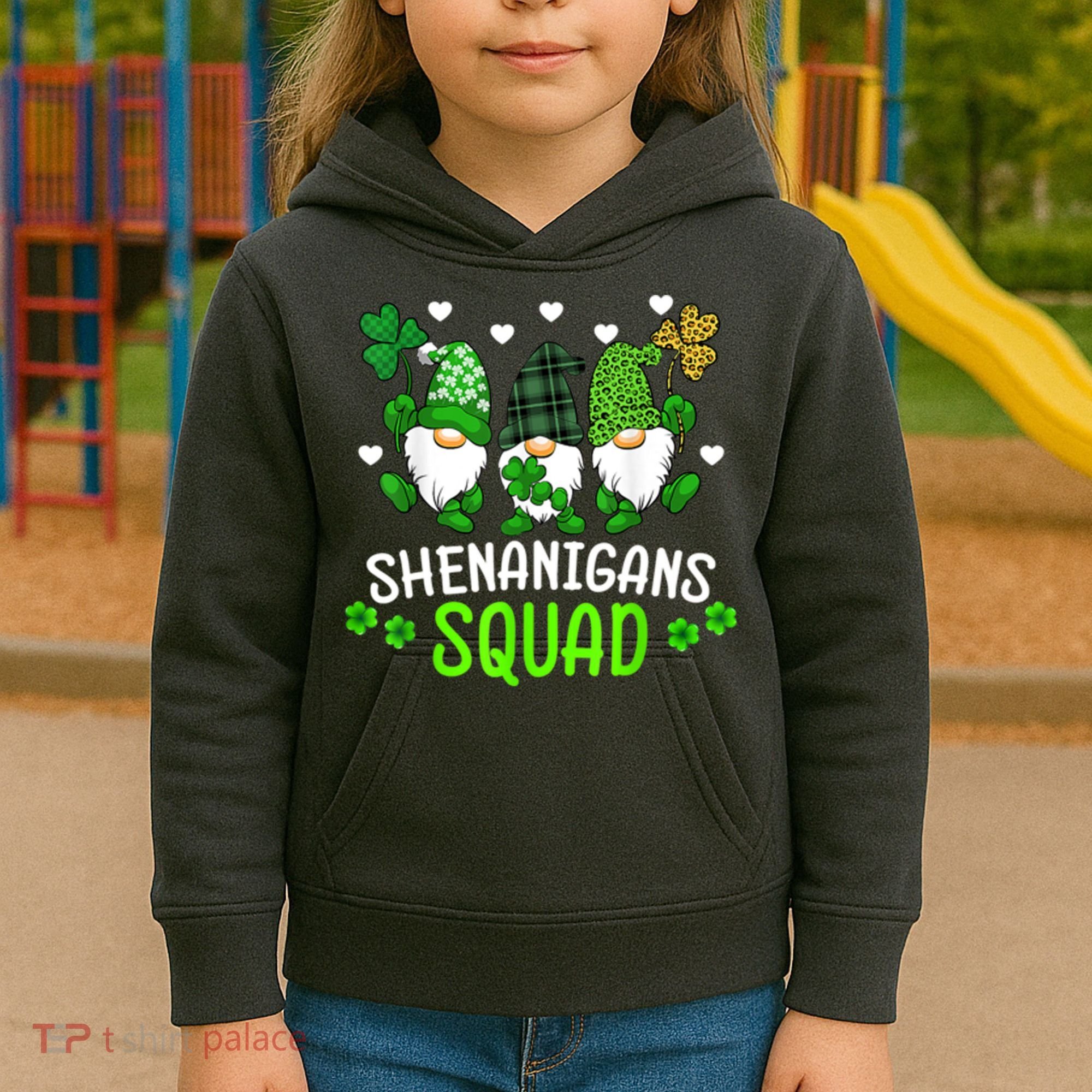 Shenanigans Squad Gnome St Patrick's Kids Hoodie