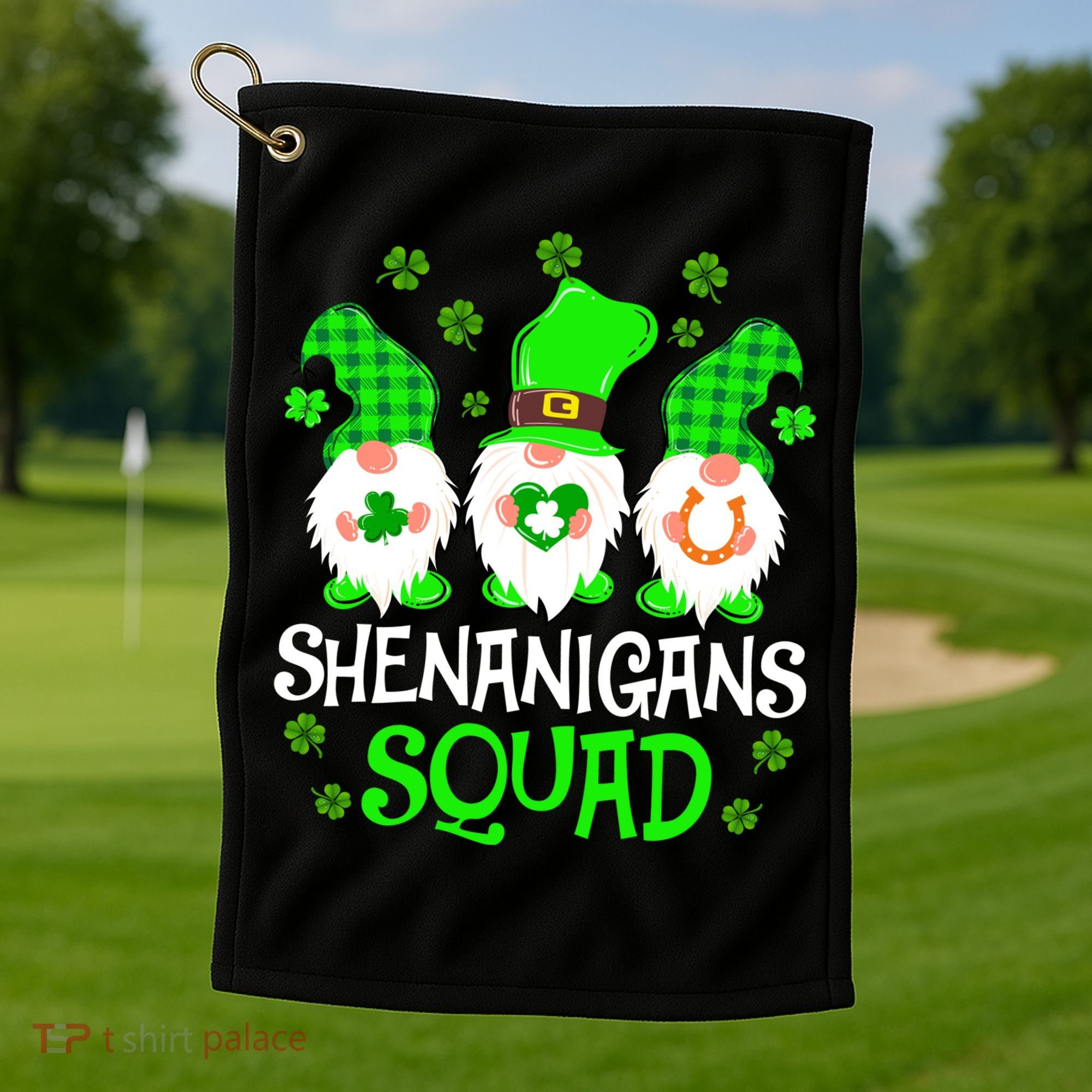 Shenanigans Squad Gnomies St Patrick's Day Golf Towel