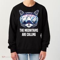 Ski Snowboard Goggles Funny The Meowtains Are Calling Gift Women's Sweatshirt thumb 0