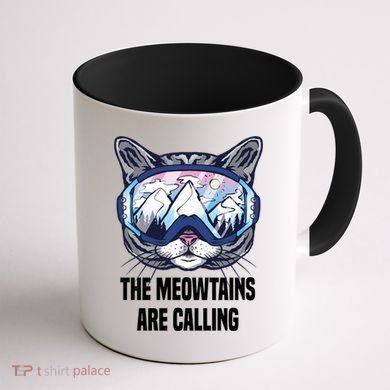 Ski Snowboard Goggles Funny The Meowtains Are Calling Gift Coffee Mug back