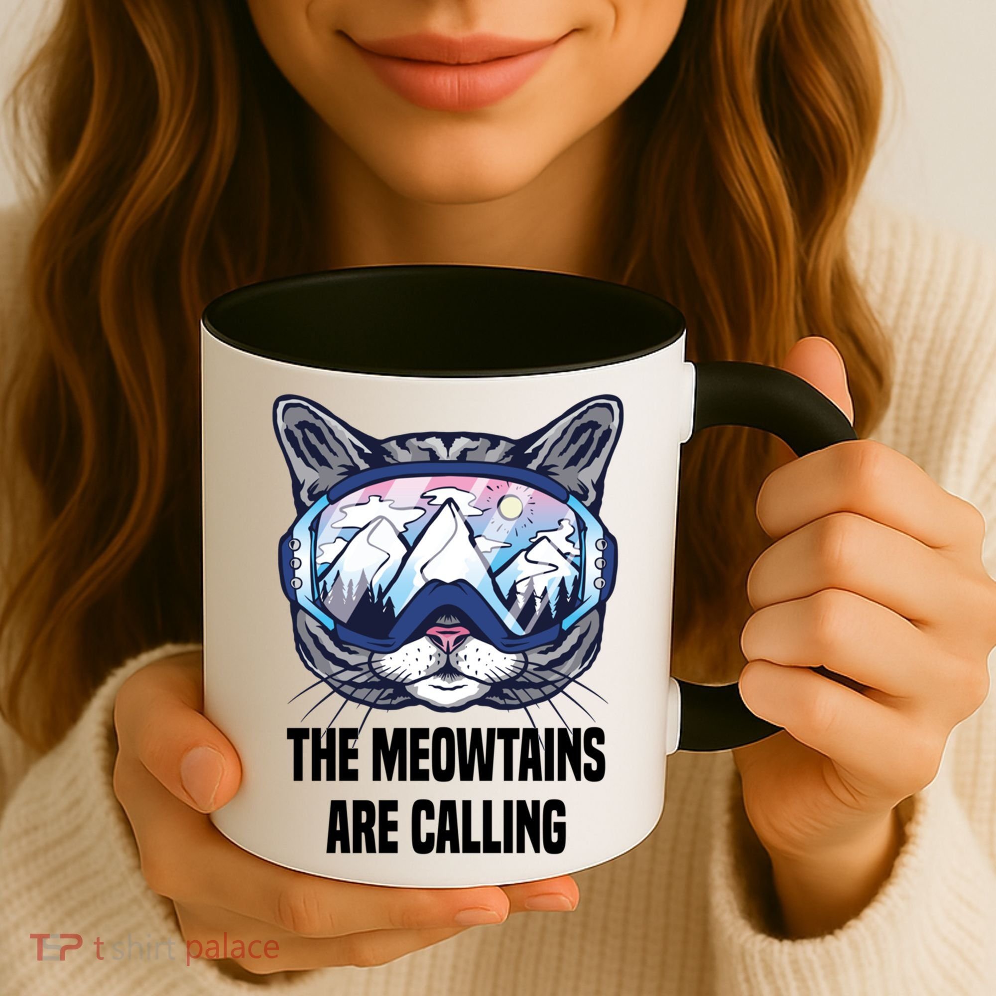 Ski Snowboard Goggles Funny The Meowtains Are Calling Gift Coffee Mug