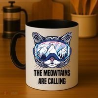 Ski Snowboard Goggles Funny The Meowtains Are Calling Gift Coffee Mug thumb 4