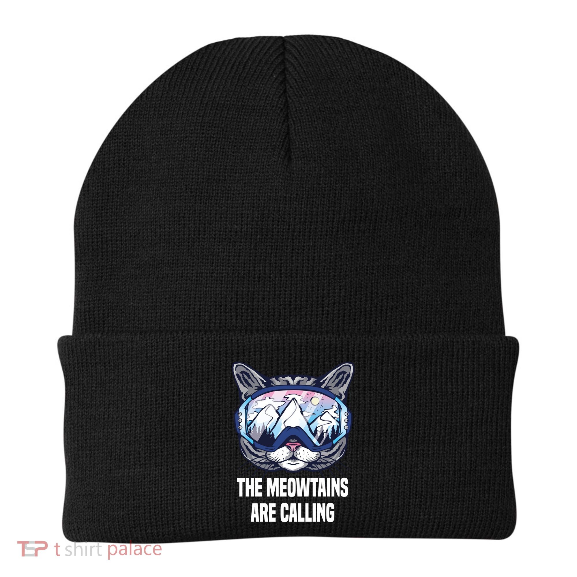 Ski Snowboard Goggles Funny The Meowtains Are Calling Gift Beanie