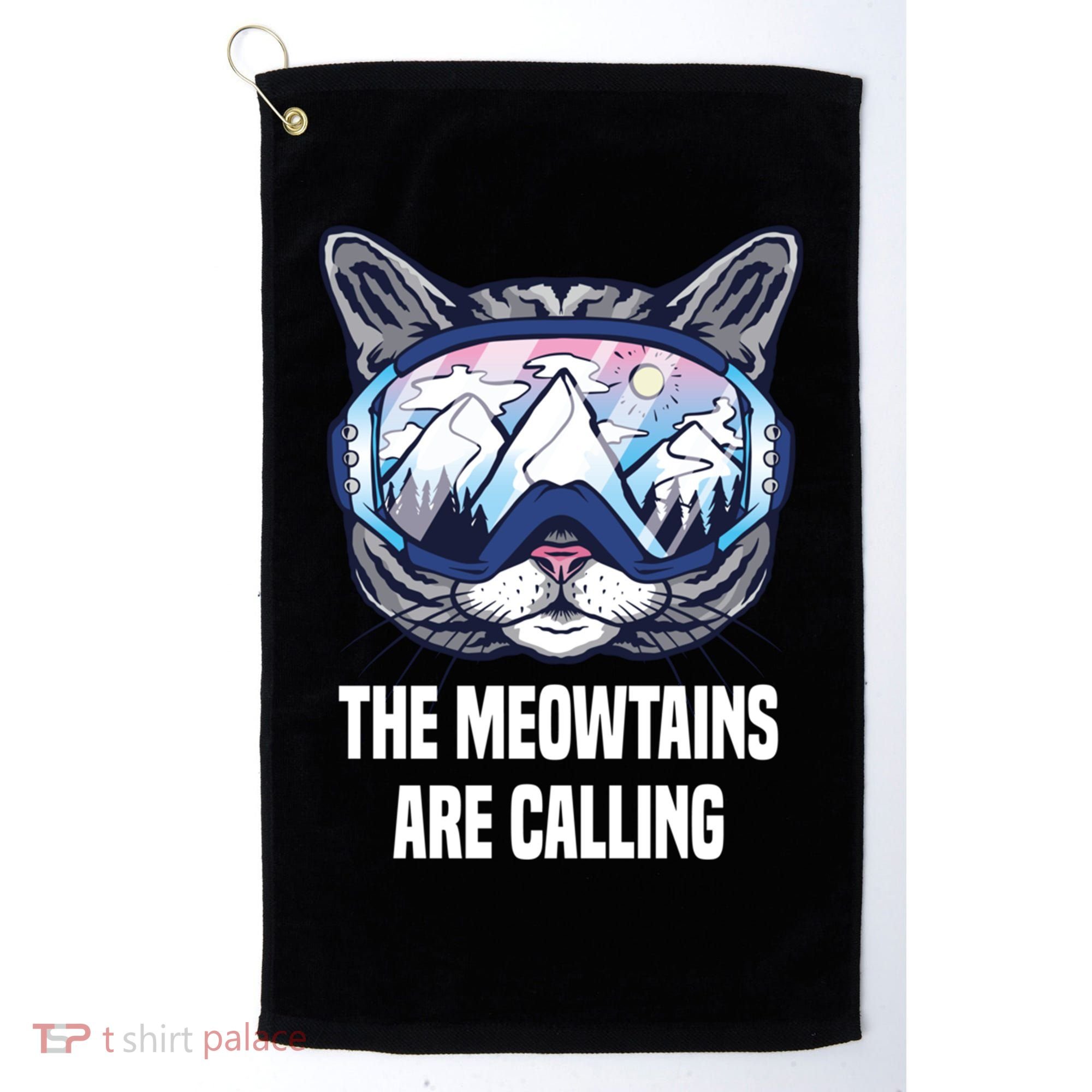 Ski Snowboard Goggles Funny The Meowtains Are Calling Gift Golf Towel