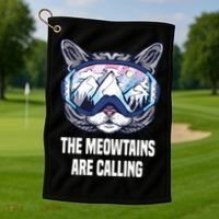 Ski Snowboard Goggles Funny The Meowtains Are Calling Gift Golf Towel thumb 1