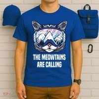Ski Snowboard Goggles Funny The Meowtains Are Calling Gift T-Shirt thumb 6
