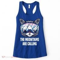 Ski Snowboard Goggles Funny The Meowtains Are Calling Gift Women's Tank Top thumb 0