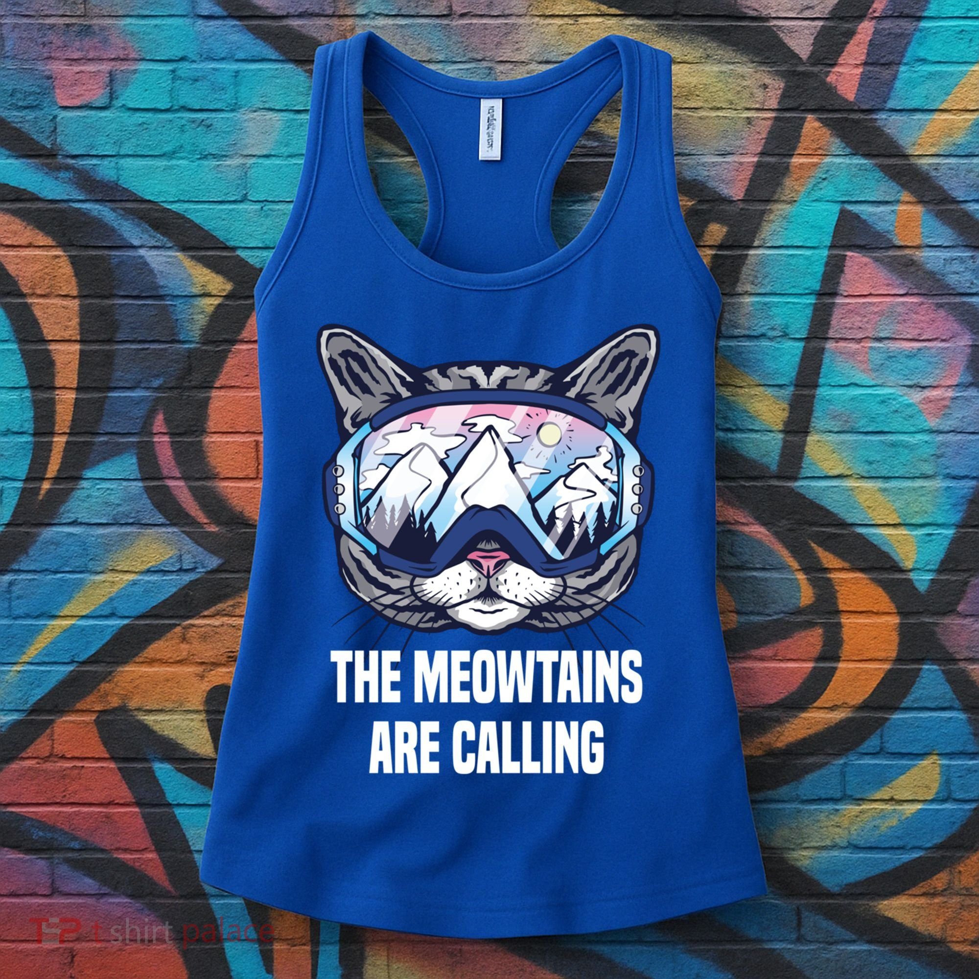 Ski Snowboard Goggles Funny The Meowtains Are Calling Gift Women's Tank Top