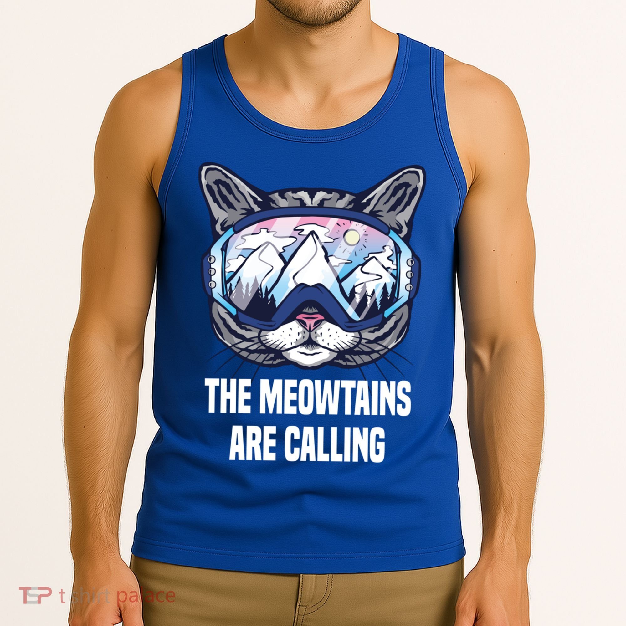 Ski Snowboard Goggles Funny The Meowtains Are Calling Gift Tank Top
