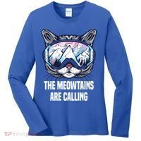 Ski Snowboard Goggles Funny The Meowtains Are Calling Gift Women's Long Sleeve Shirt thumb 0