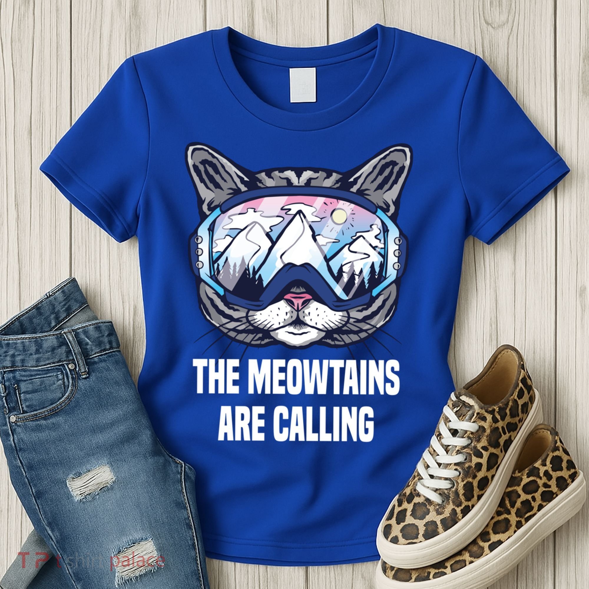 Ski Snowboard Goggles Funny The Meowtains Are Calling Gift Women's T-Shirt