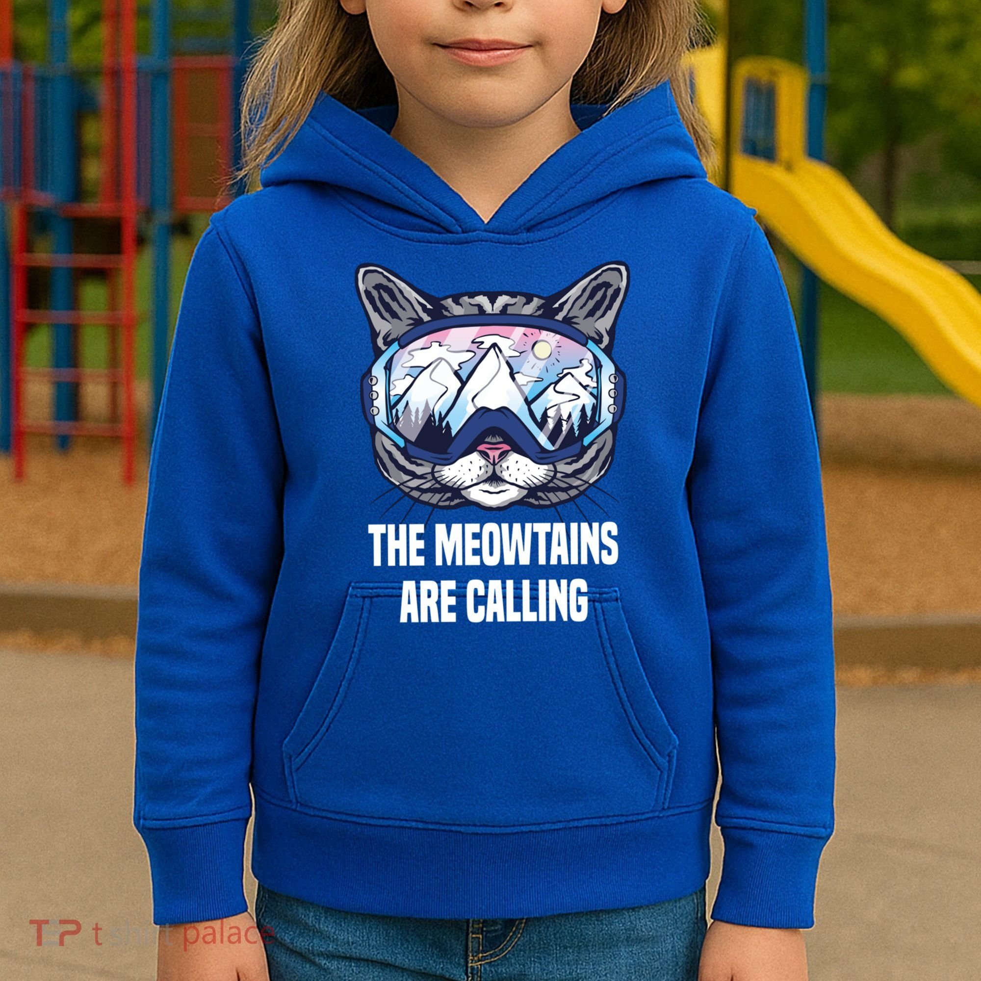 Ski Snowboard Goggles Funny The Meowtains Are Calling Gift Kids Hoodie