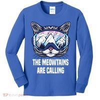 Ski Snowboard Goggles Funny The Meowtains Are Calling Gift Kids Long Sleeve Shirt thumb 0