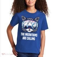 Ski Snowboard Goggles Funny The Meowtains Are Calling Gift Kids T-Shirt thumb 2