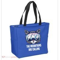 Ski Snowboard Goggles Funny The Meowtains Are Calling Gift Tote Bag thumb 2