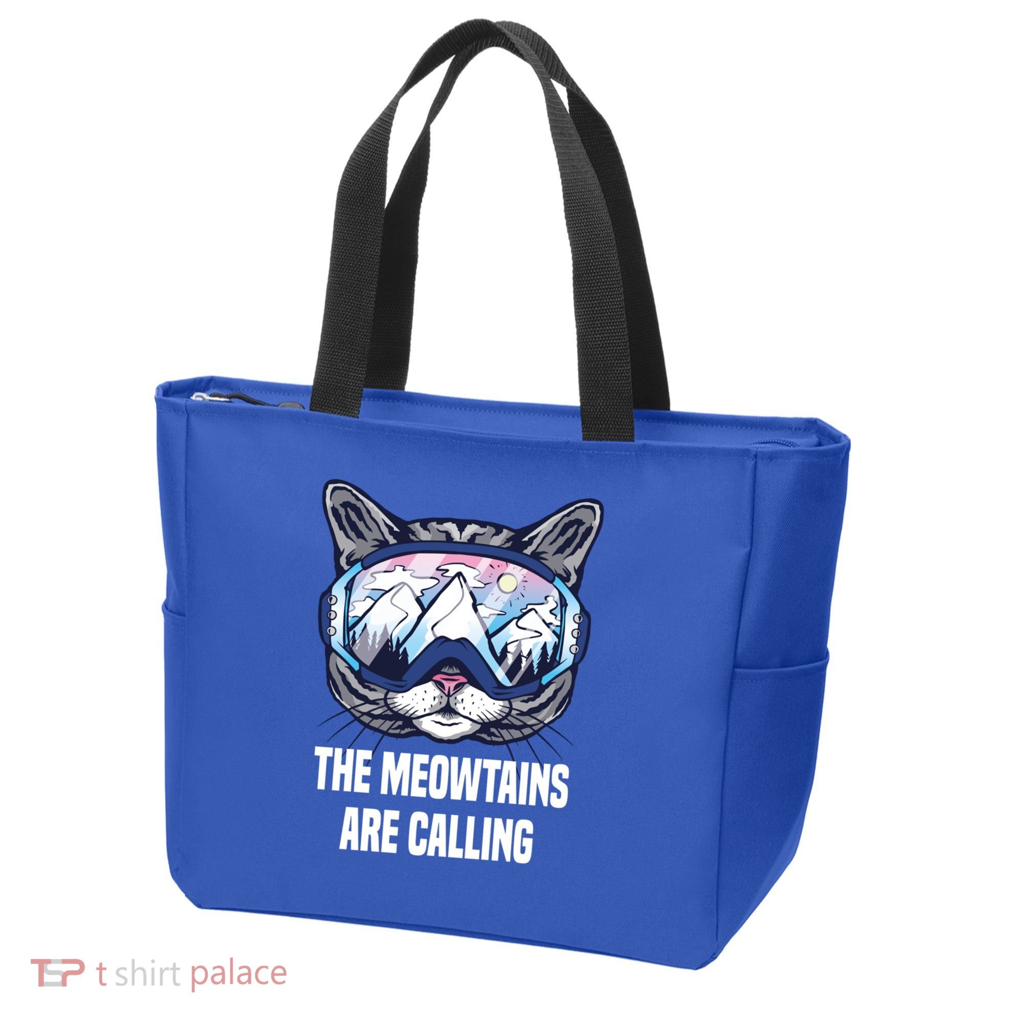 Ski Snowboard Goggles Funny The Meowtains Are Calling Gift Tote Bag