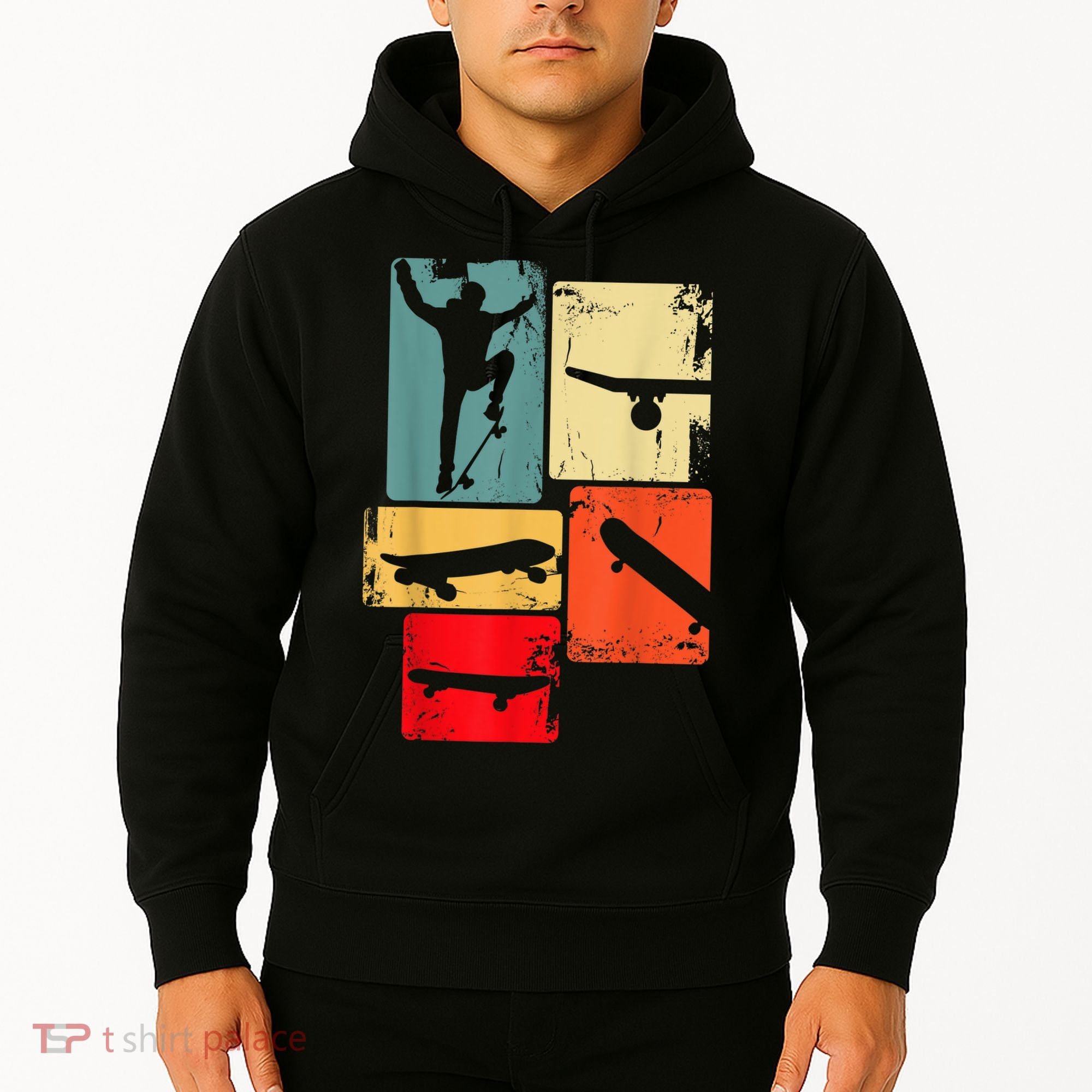 Skater Skateboarder Gift Retro Skateboard Gift For Boys Youth Gift Hoodie