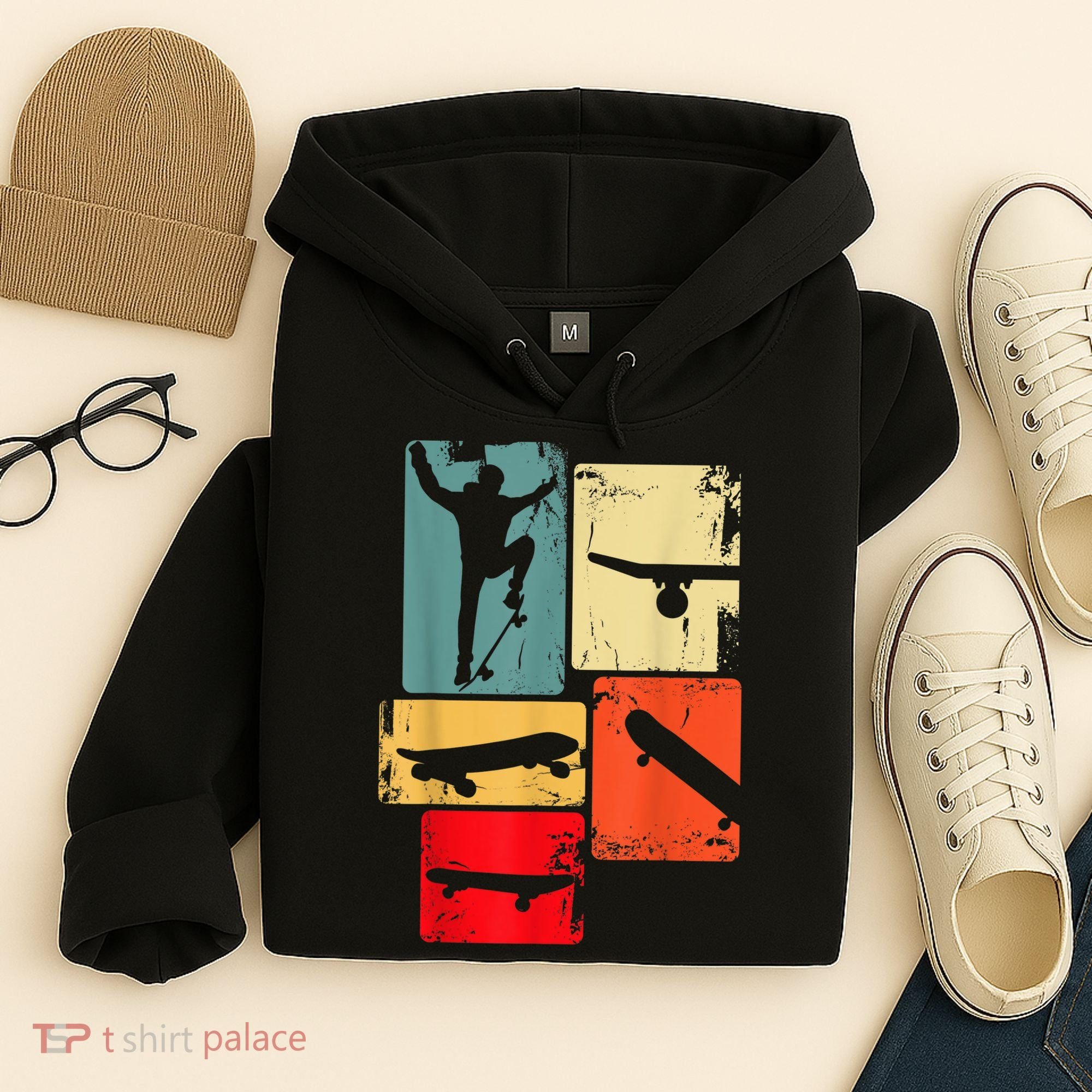 Skater Skateboarder Gift Retro Skateboard Gift For Boys Youth Gift Hoodie