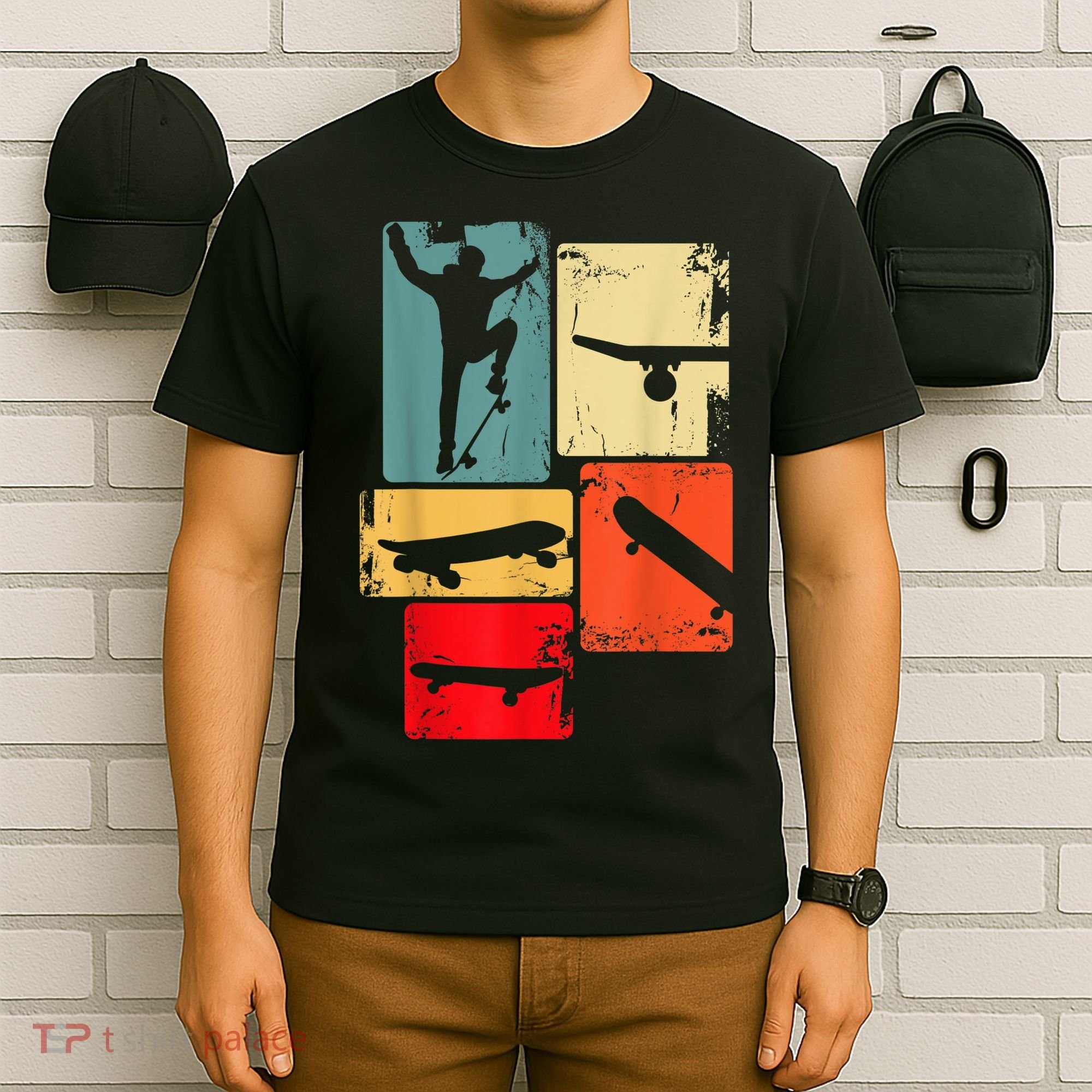 Skater Skateboarder Gift Retro Skateboard Gift For Boys Youth Gift T-Shirt