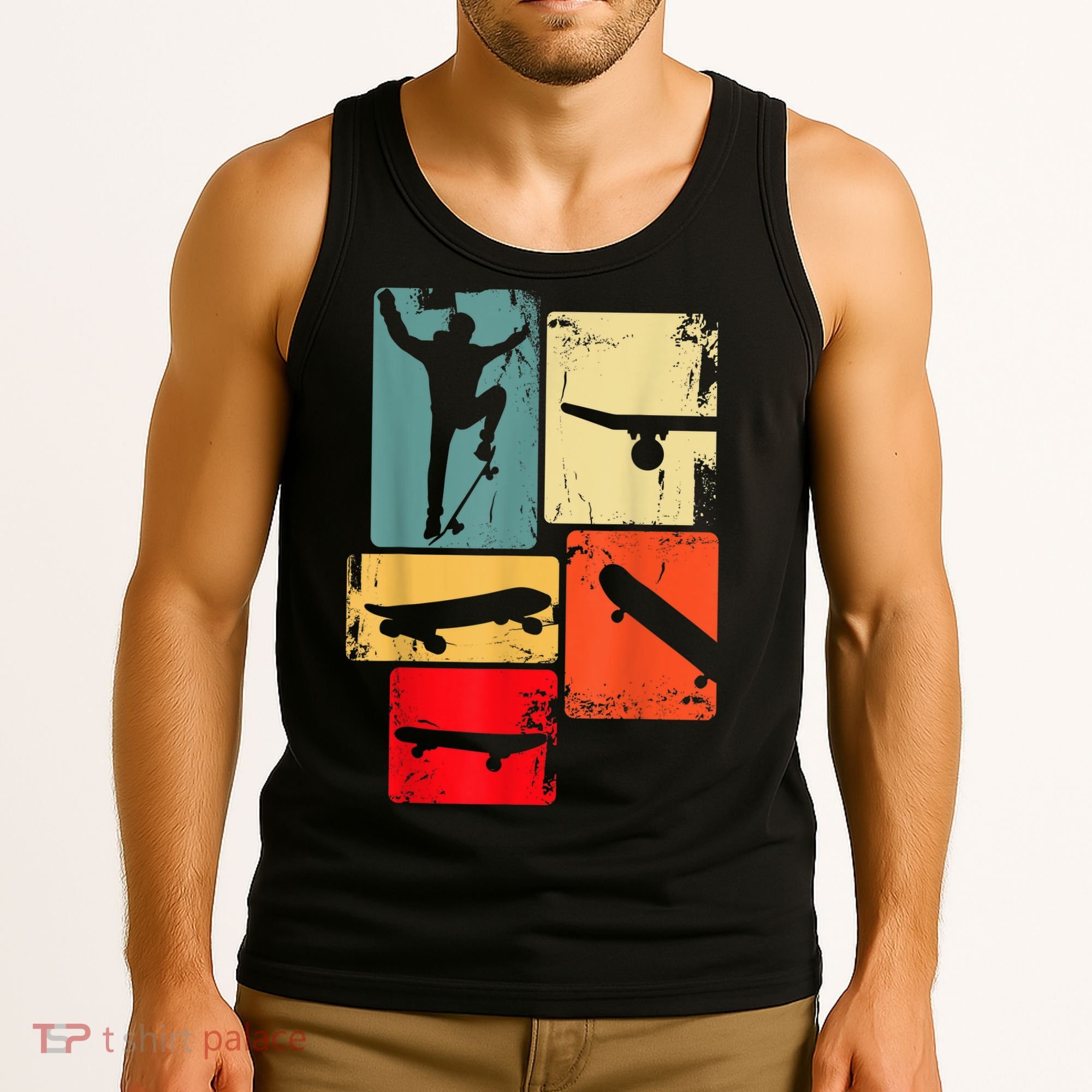 Skater Skateboarder Gift Retro Skateboard Gift For Boys Youth Gift Tank Top