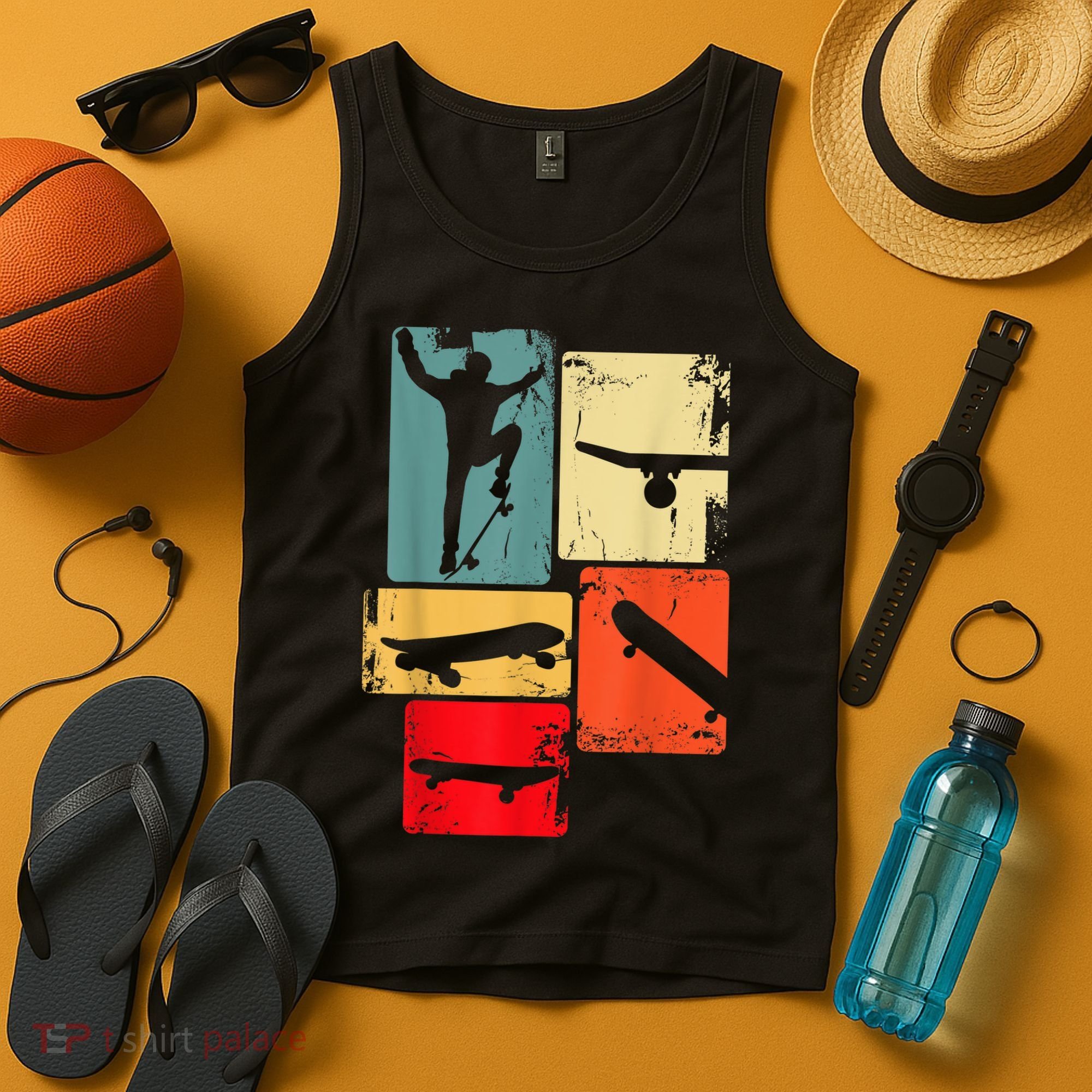 Skater Skateboarder Gift Retro Skateboard Gift For Boys Youth Gift Tank Top