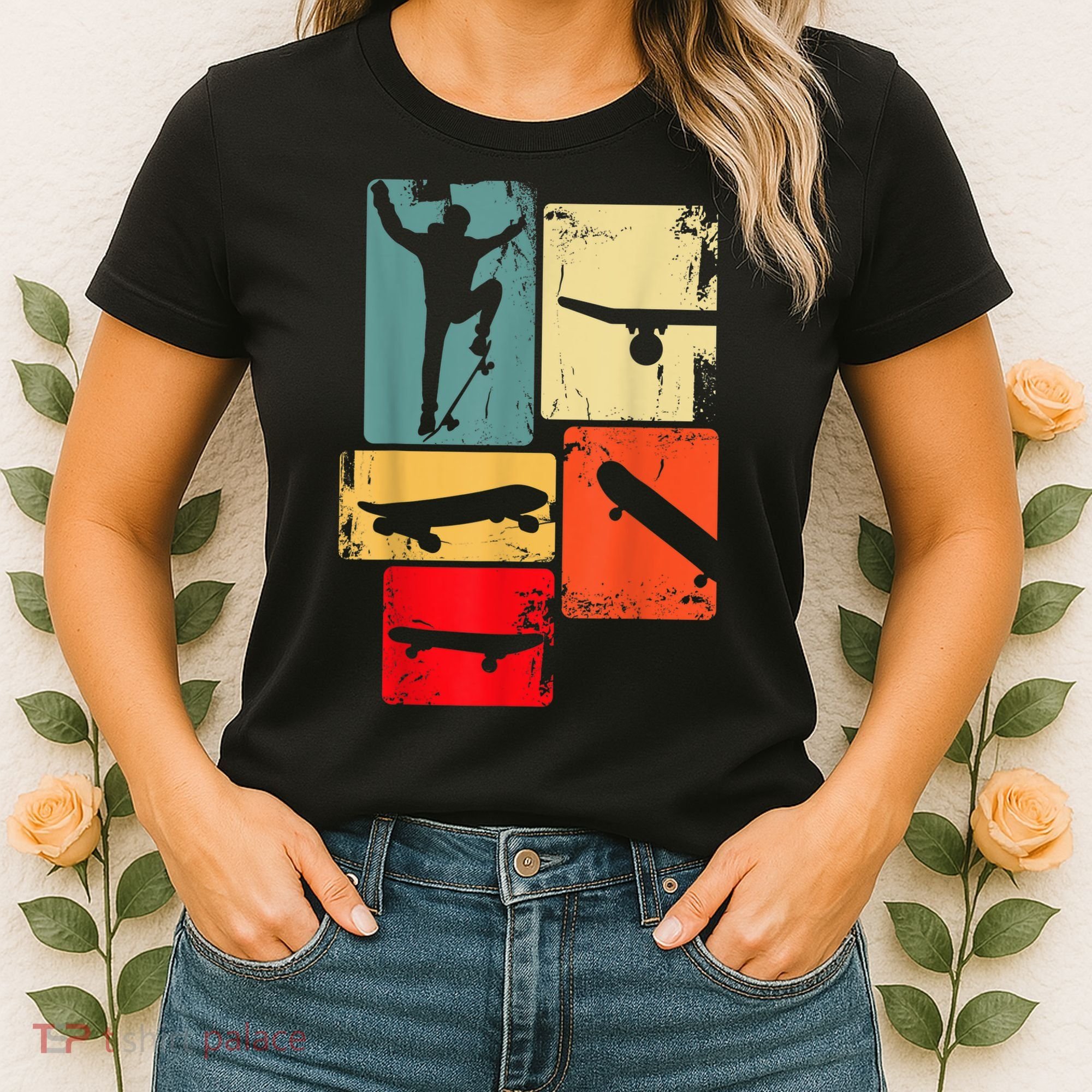 Skater Skateboarder Gift Retro Skateboard Gift For Boys Youth Gift Women's T-Shirt