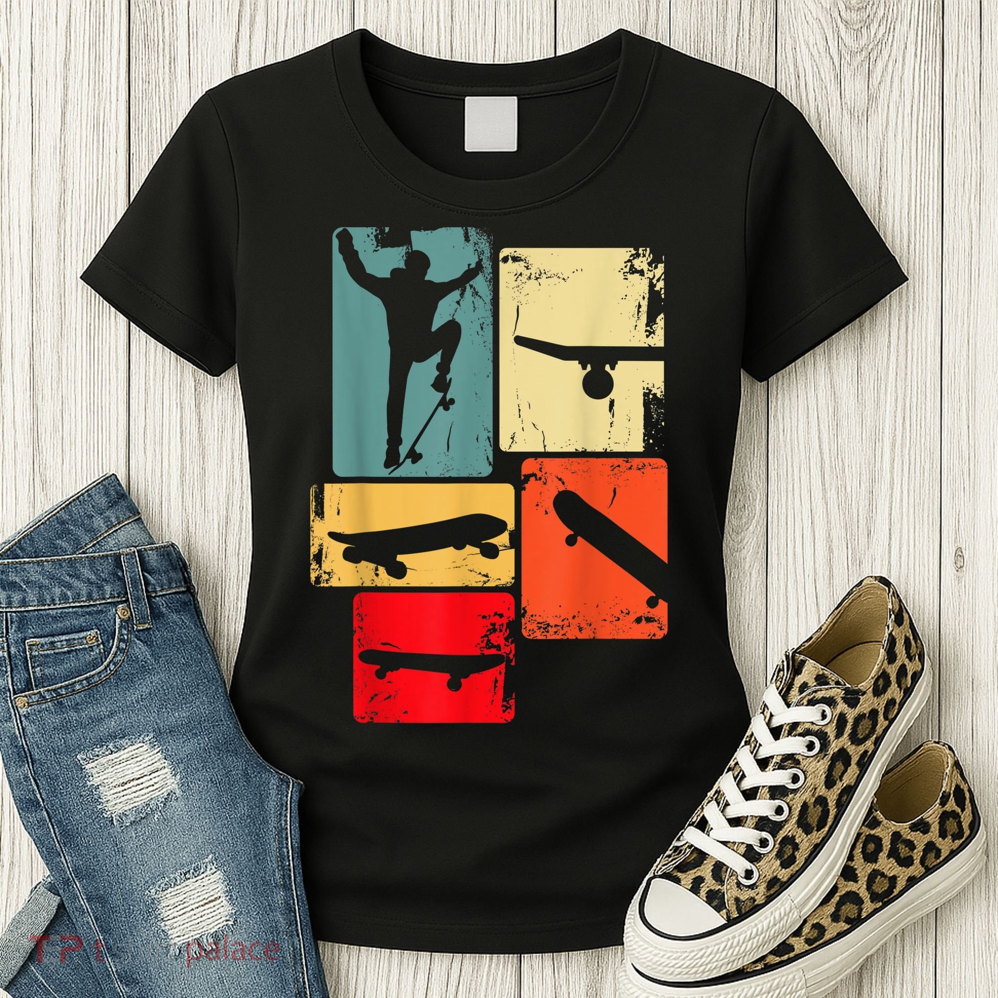 Skater Skateboarder Gift Retro Skateboard Gift For Boys Youth Gift Women's T-Shirt