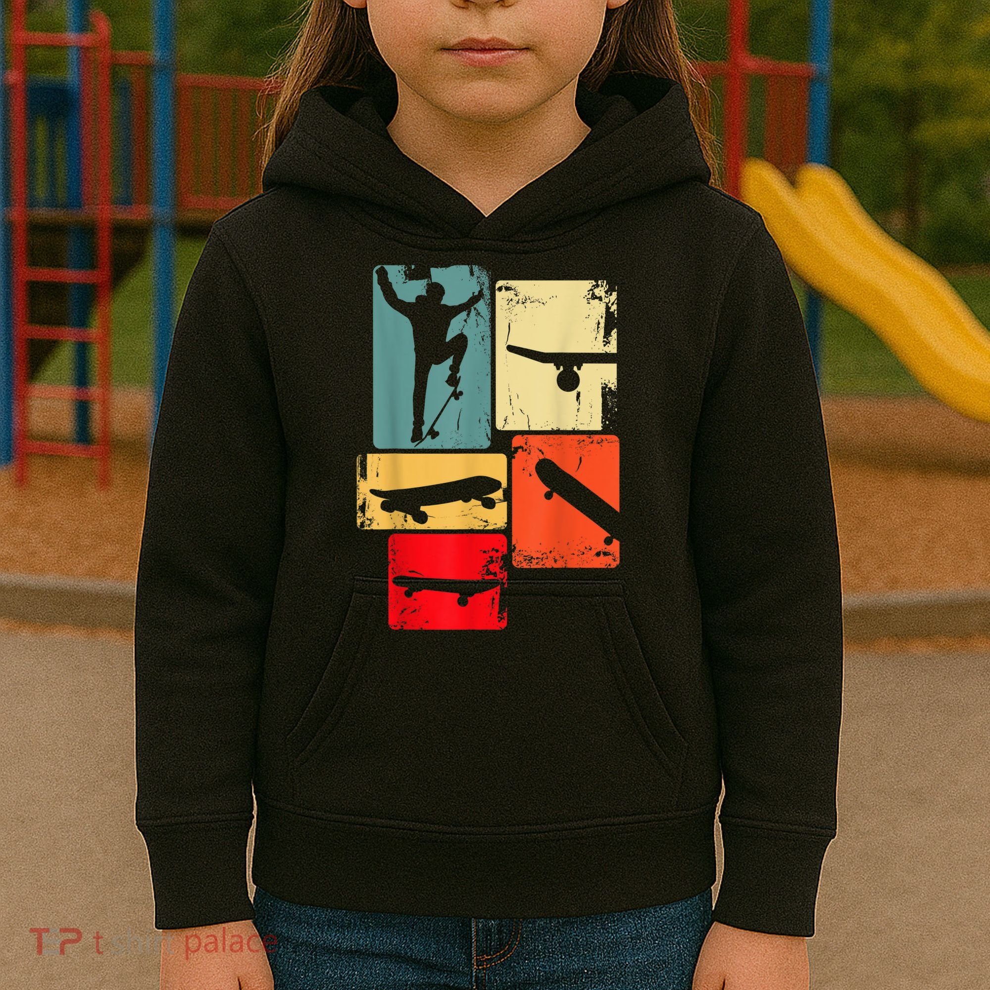 Skater Skateboarder Gift Retro Skateboard Gift For Boys Youth Gift Kids Hoodie