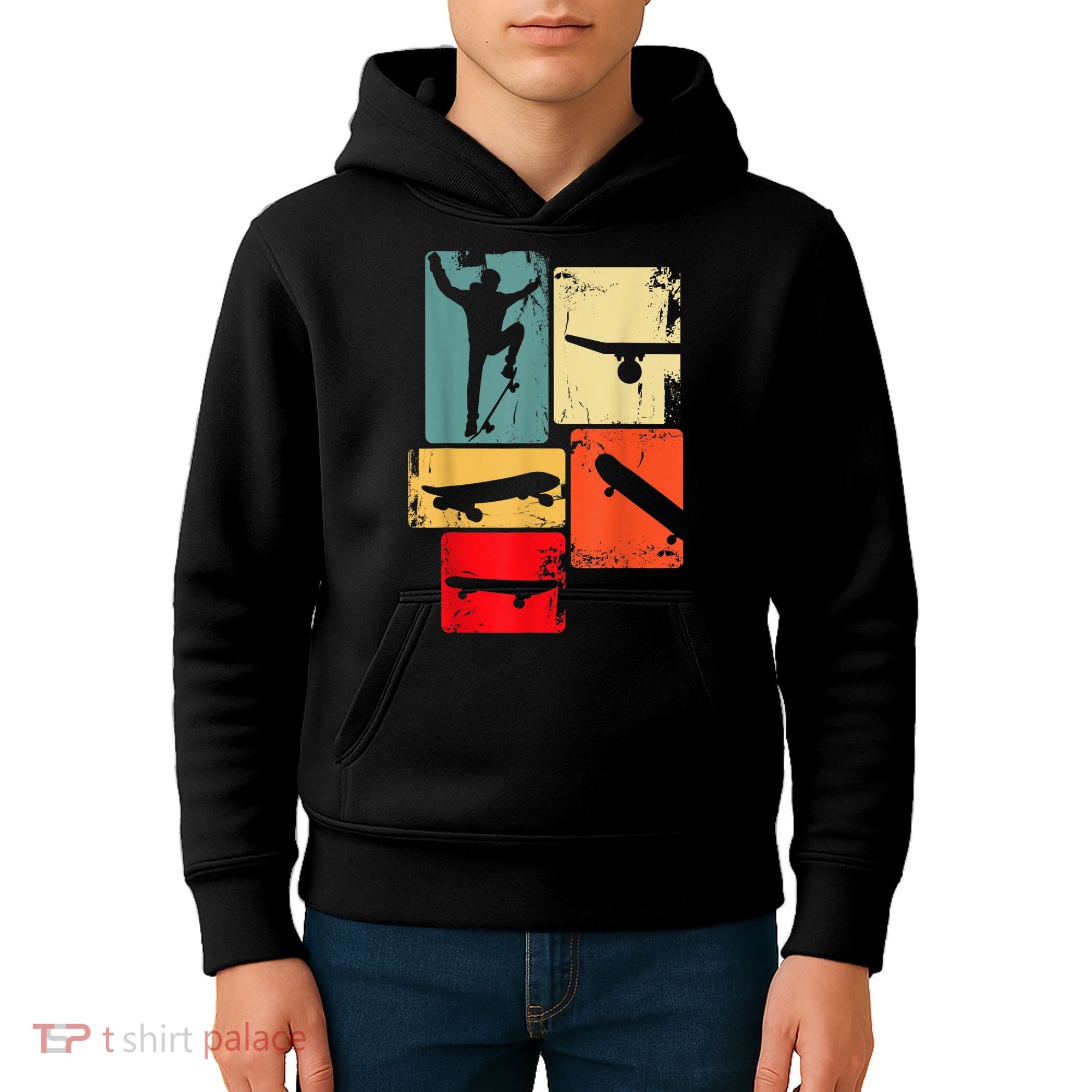 Skater Skateboarder Gift Retro Skateboard Gift For Boys Youth Gift Kids Hoodie