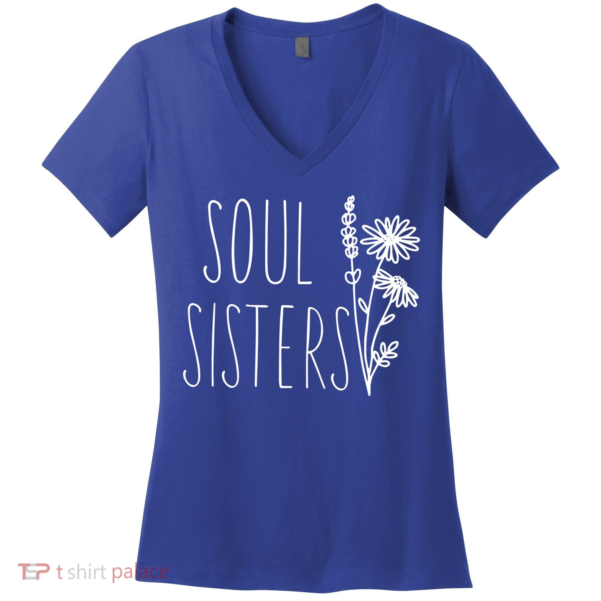 Soul Sisters Gift Best Friend Wildflower Friendship Gift Women's V-Neck T-Shirt