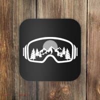 Ski Snowboard Goggles Skiing Snow Mountain Winter Gift Coaster thumb 0