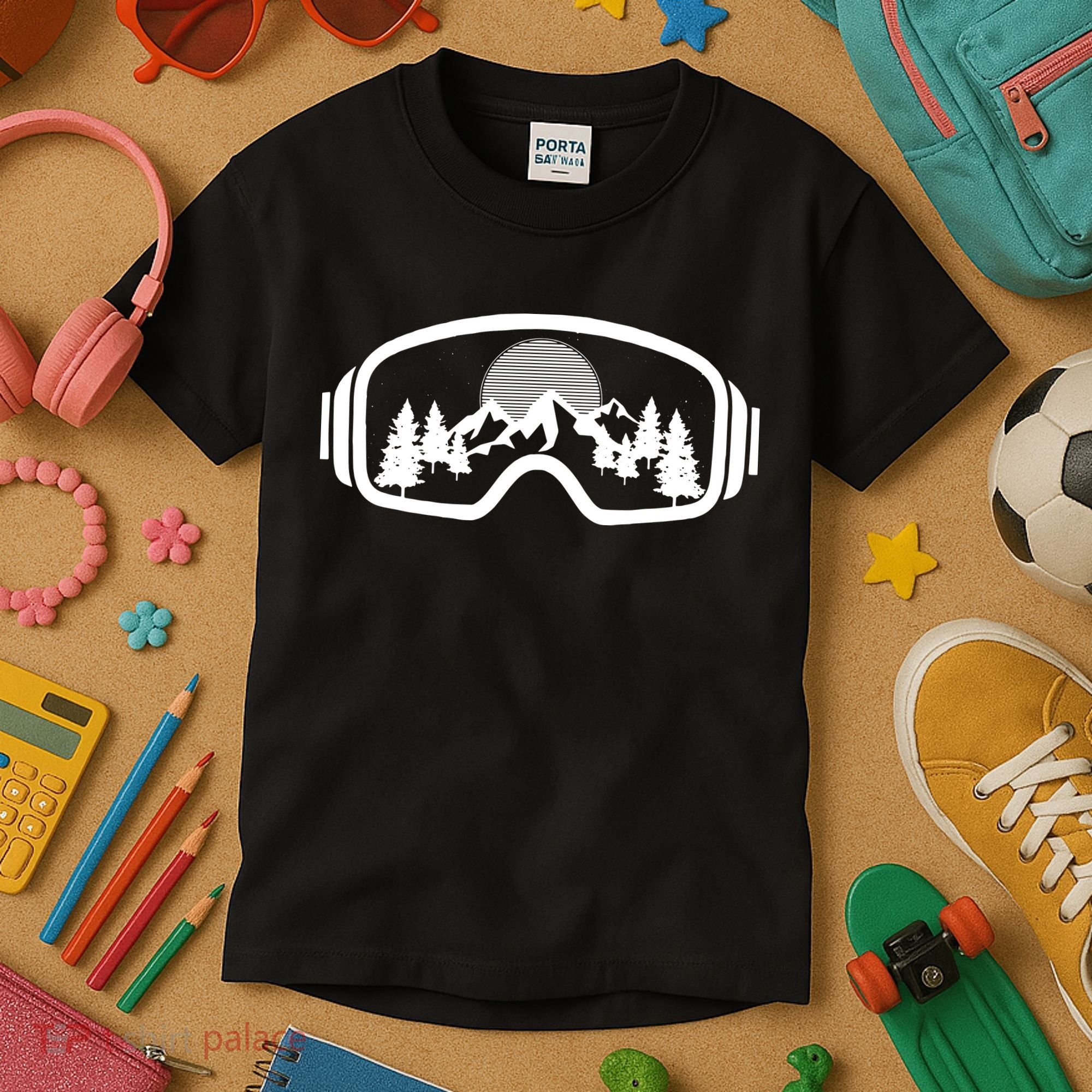 Ski Snowboard Goggles Skiing Snow Mountain Winter Gift Kids T-Shirt