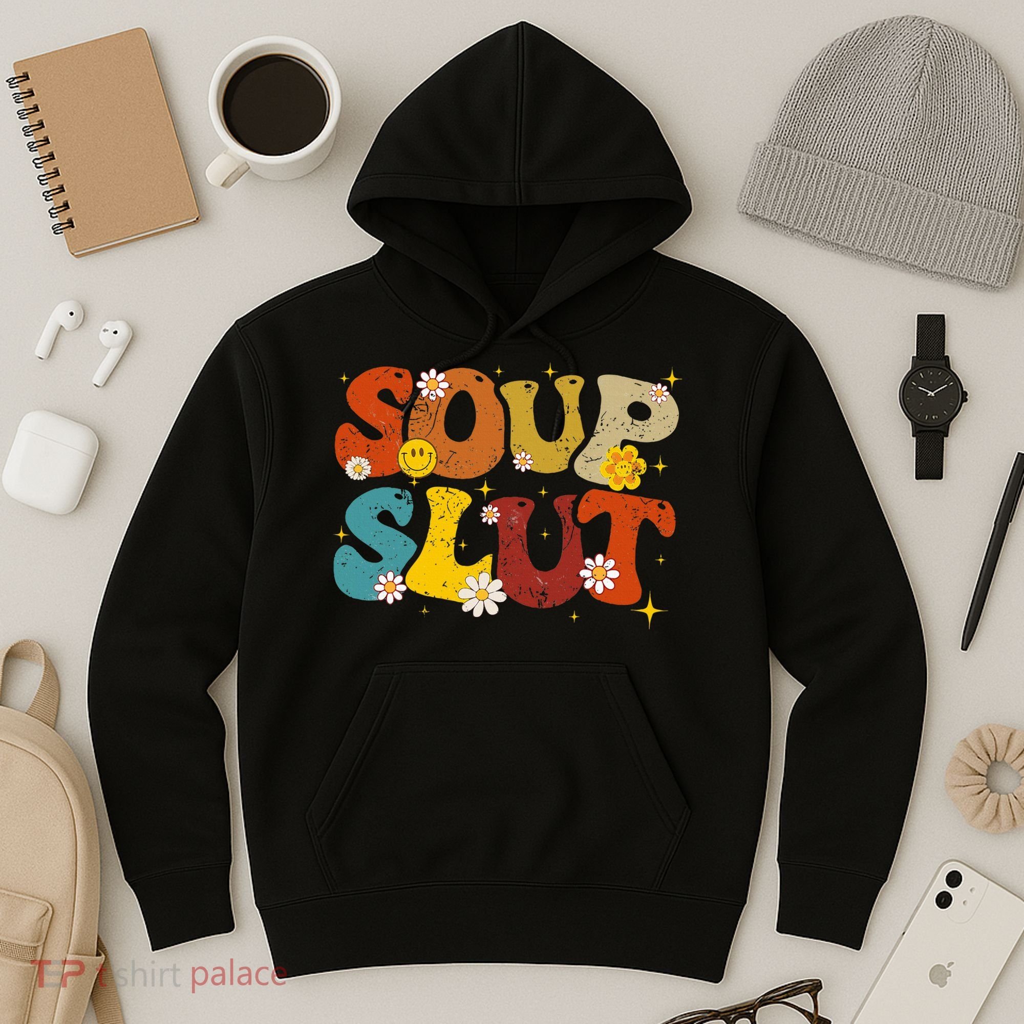 Soup Slut Groovy Sarcastic Funny Saying Christmas Hoodie