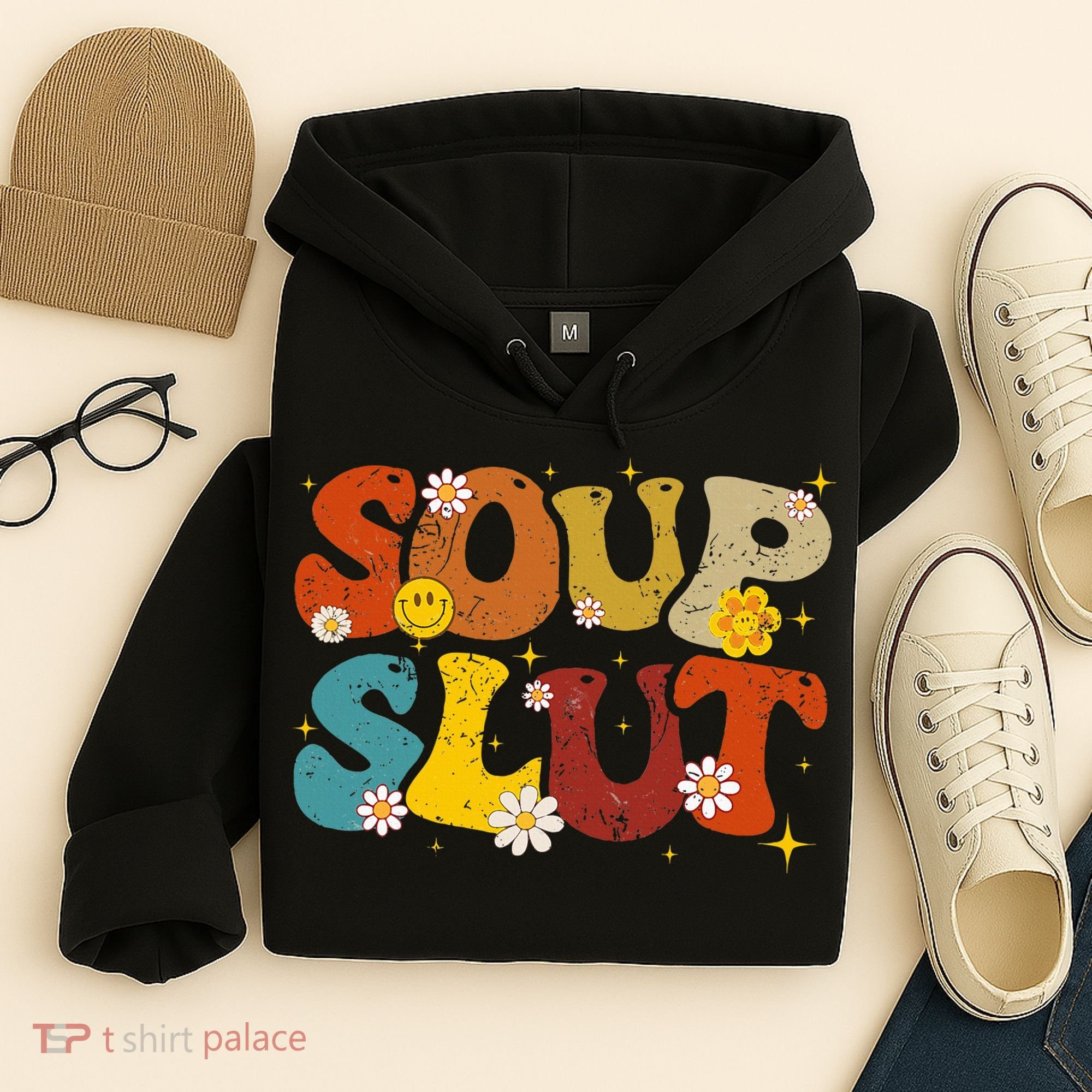 Soup Slut Groovy Sarcastic Funny Saying Christmas Hoodie